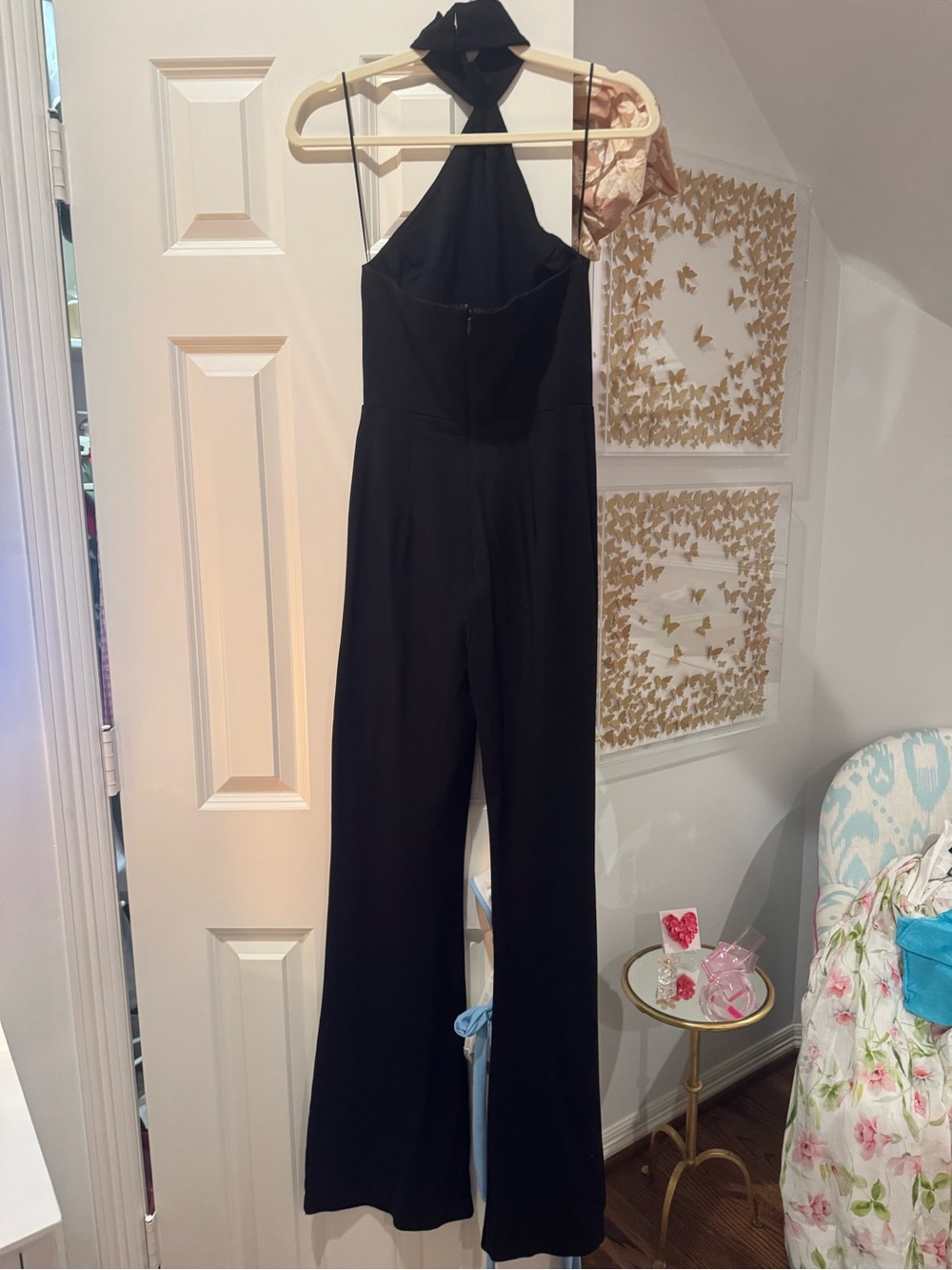 Amanda Uprichard Black Halter Jumpsuit with Twist Neck - Picture 2 of 3